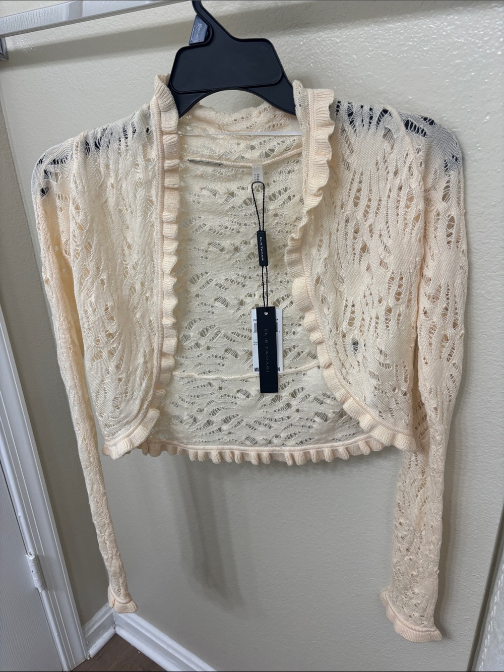 Elie Tahari Cream Lace Knit Bolero Shrug